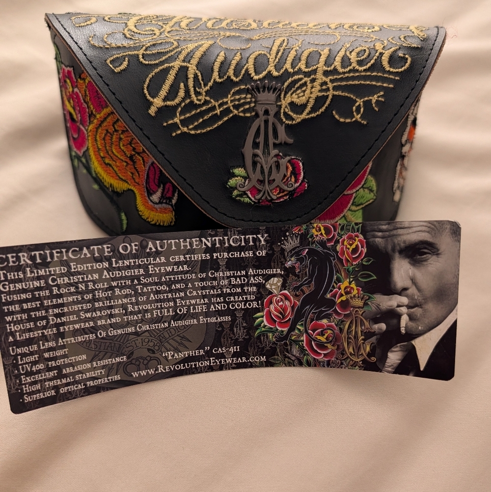 Christian Audigier Black Sunglasses with Case - Picture 8 of 8